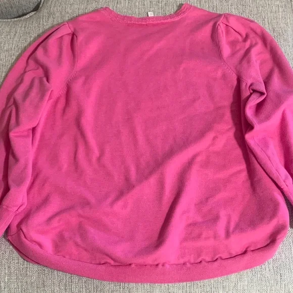 Crown & Ivy Hot Pink Puff Sleeve Sweater Plus 2X – Preppy Feminine Winter Knit - Picture 15 of 16